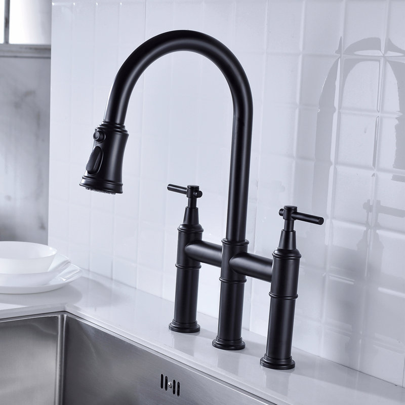Bridge Kitchen Faucet With Pull-Down Sprayhead In Spot