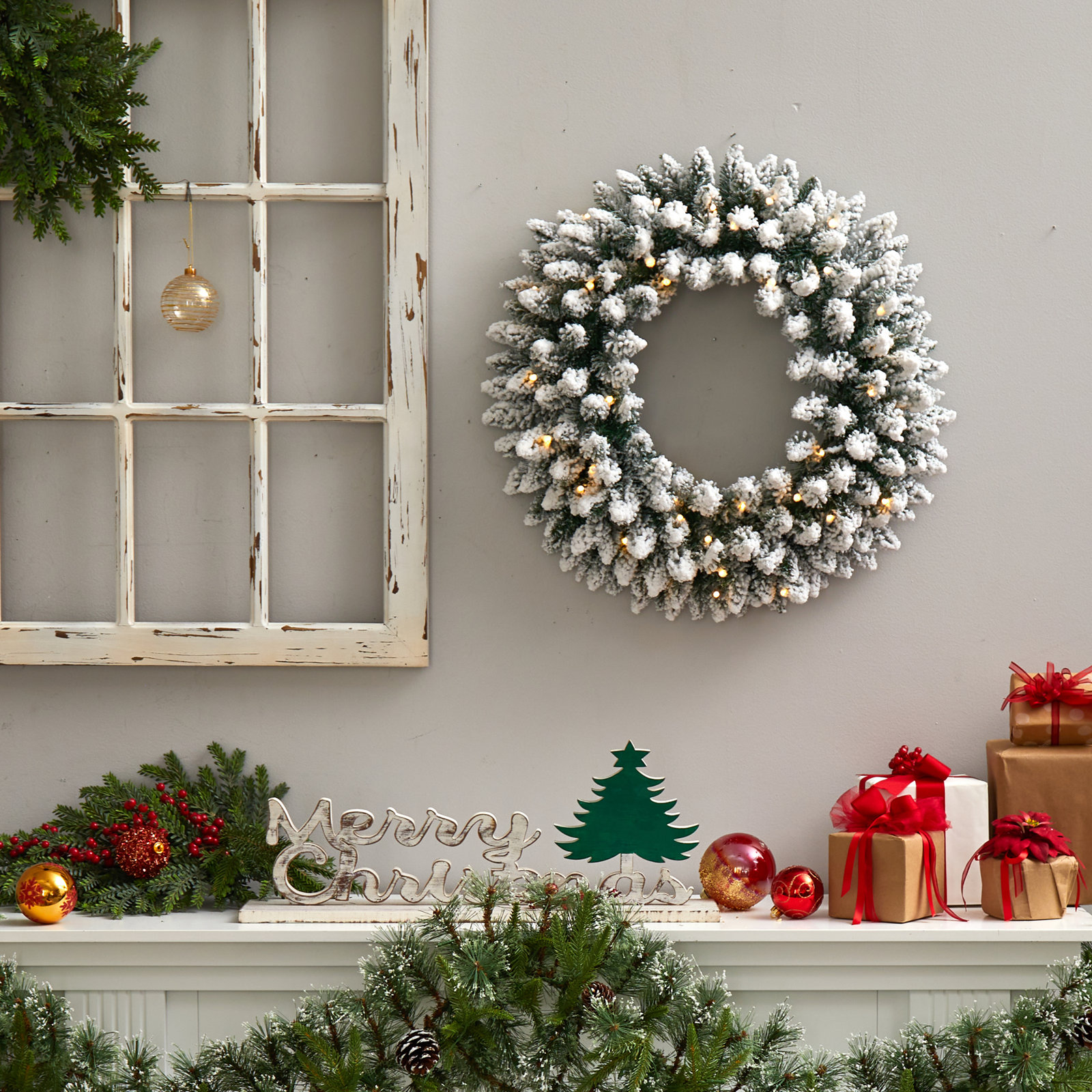 Faux Lighted 24'' Wreath