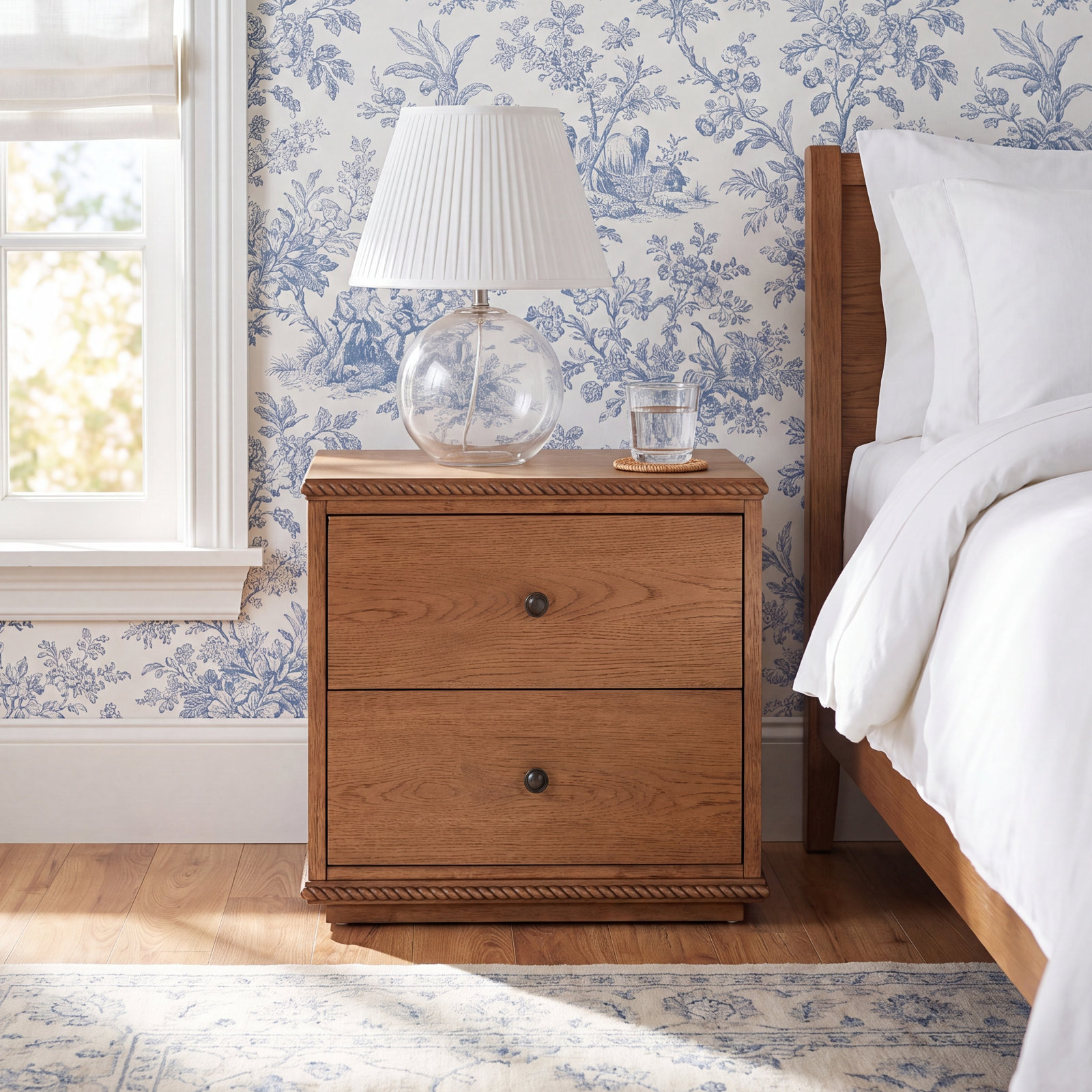 Nightstand with Rope Detailing, Walnut