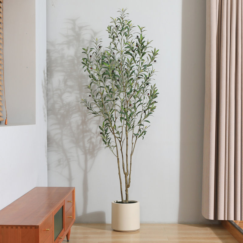 Faux olivier Altman avec pot de fleurs blanc Altman, H 84 po x l 10,6 po x P 10,6 po