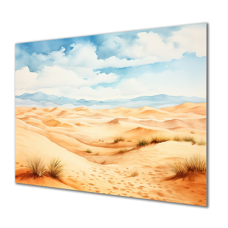 Paysage désertique de dunes de sable en Afrique I - désert, art mural en métal, H 16 po x l 32 po x P 1 po
