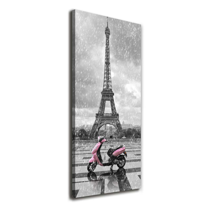 Eiffel Tower Scooter - Wrapped Canvas Print