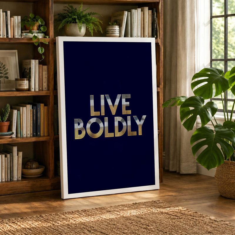 Live Boldly Typography - Wrapped Canvas, 18x12 - 45.7 x 30.5 cm, Cream Border