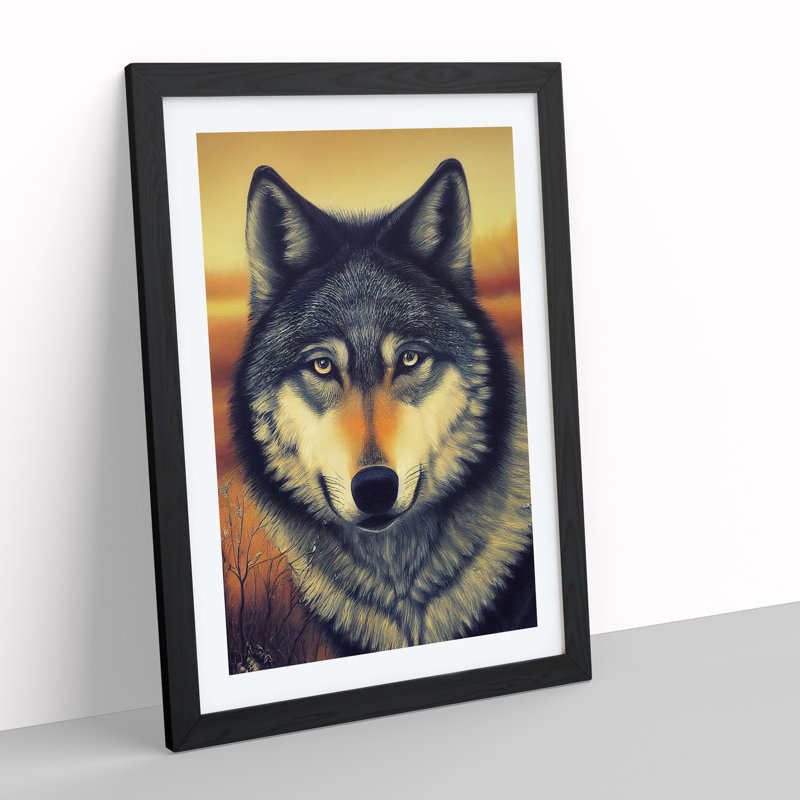 Beautiful Wolf - Wall Art, Black Framed, 36cm H x 27cm W x 2cm D, White