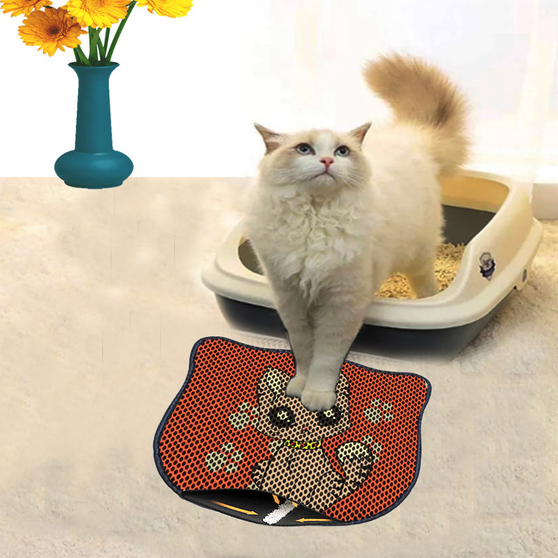 Durable Cat Litter Mat, 15.7 x 19.7 inches | 50% PVC / 50% Polyester, Machine Washable & Vacuum Friendly | Perfect for Easy Cleanup, Non-Slip Design to Keep Your Home Clean & Fresh, Ideal for Pet Owners