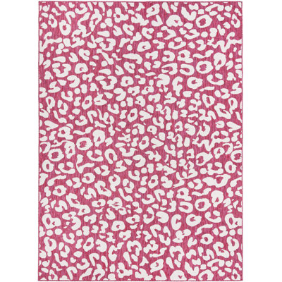 Magenta/Ivory Indoor/Outdoor Rug