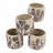 Set Of 4 4.3X4.3X4" Gray Sand And Cement Planters With Brown Botanical Motifs