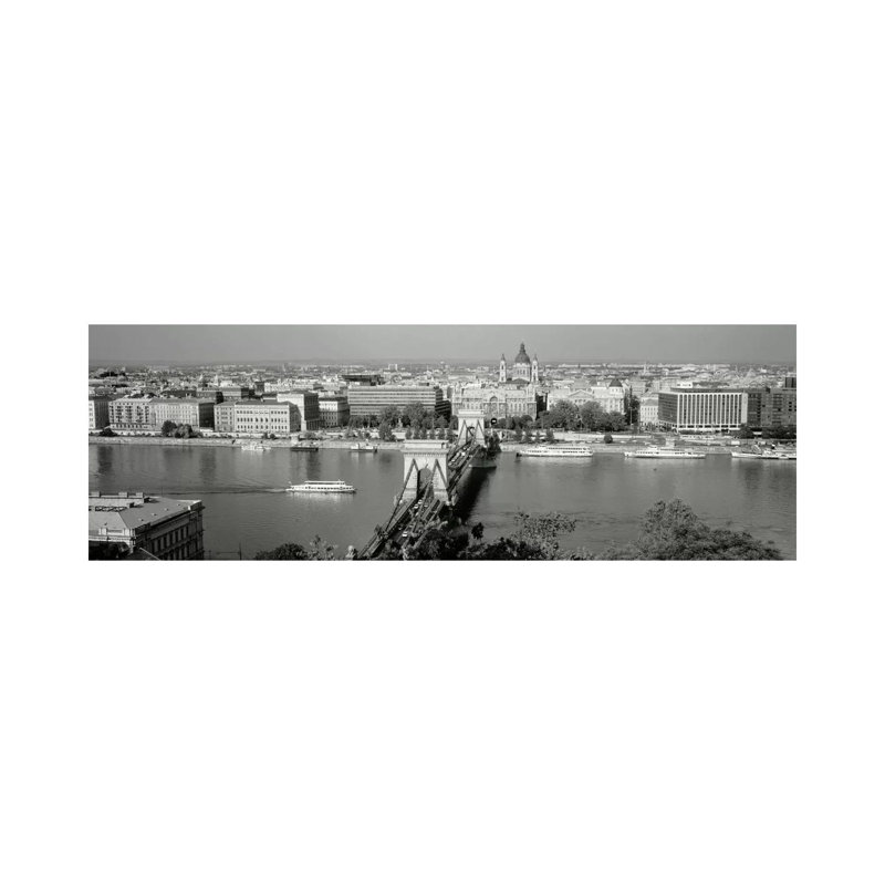 Chain Bridge Over The Danube River, Budapest, Hungary - Wrapped Canvas Panoramic Print, 121.92 cm H x 40.64 cm W x 1.91 cm D