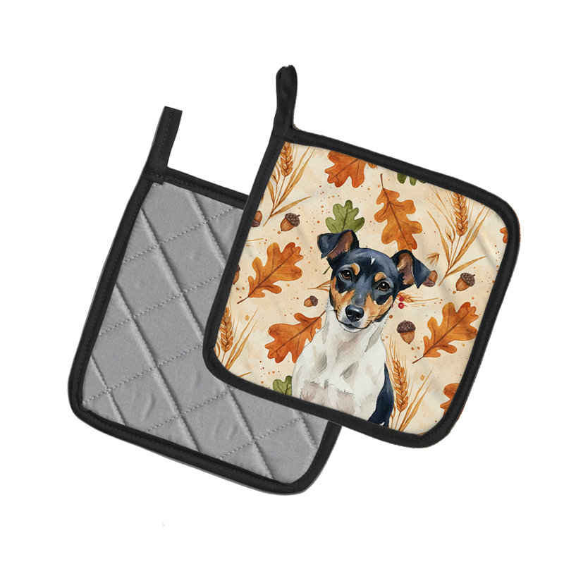 Paire de supports à casseroles tricolores Rat Terrier Heirloom Fall