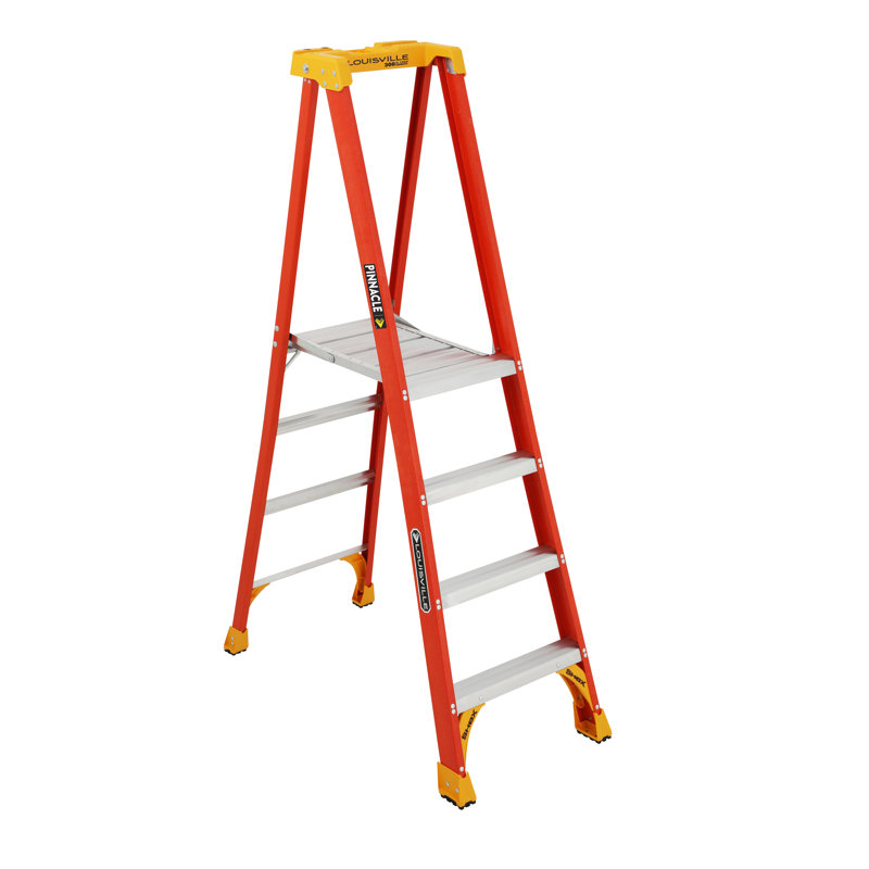 4 ft Orange Fiberglass Pinnacle Platform Ladder with 300 lbs Capacity