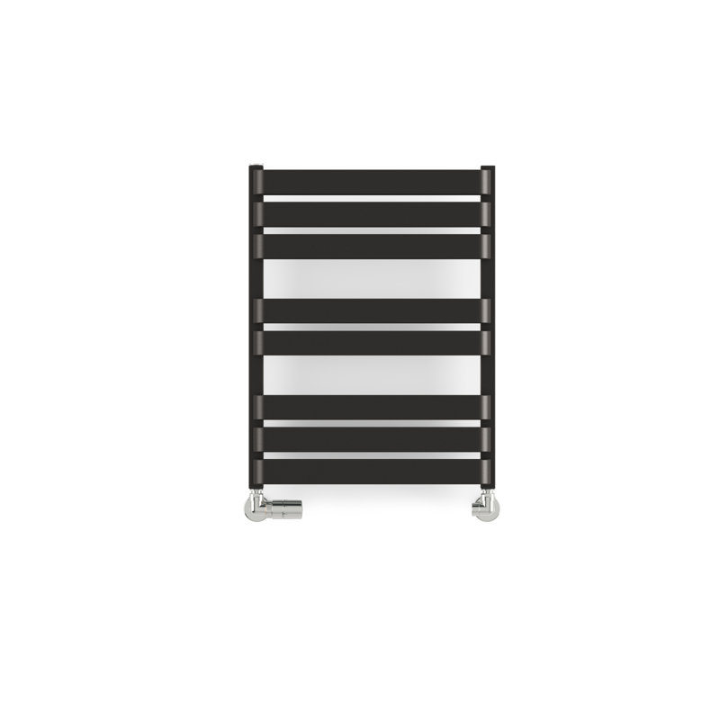Warp T Bold Heated Towel Rail, Black, 65.5cm H  x 50cm W x 11.2cm D
