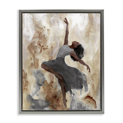 Rustic Dancing Woman Brown Framed Floater Canvas Wall Art by Charity Henderson