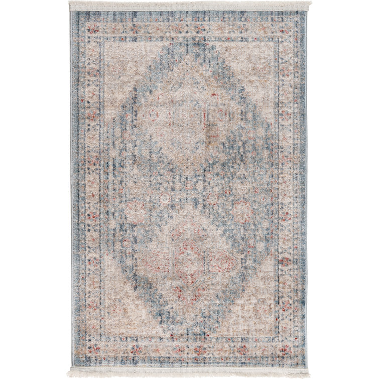 Tapis bleu / beige Araya