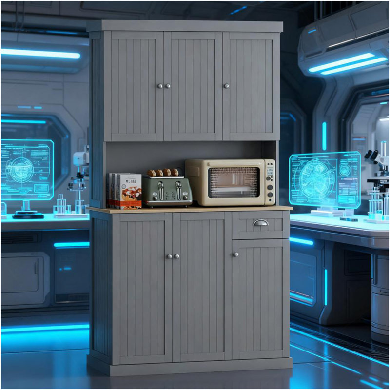 Buffet de cuisine avec four à micro-ondes, comptoir, tiroir et placard