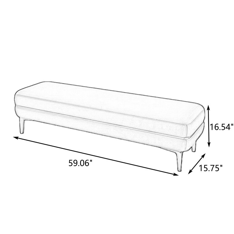 Banc rembourré orange, Beige, Beige
