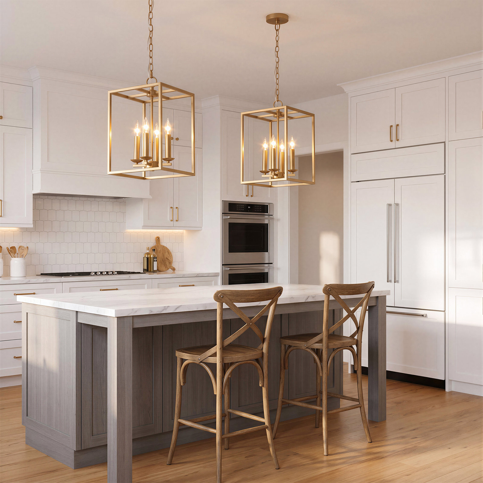 4-Light Pendant, Brass