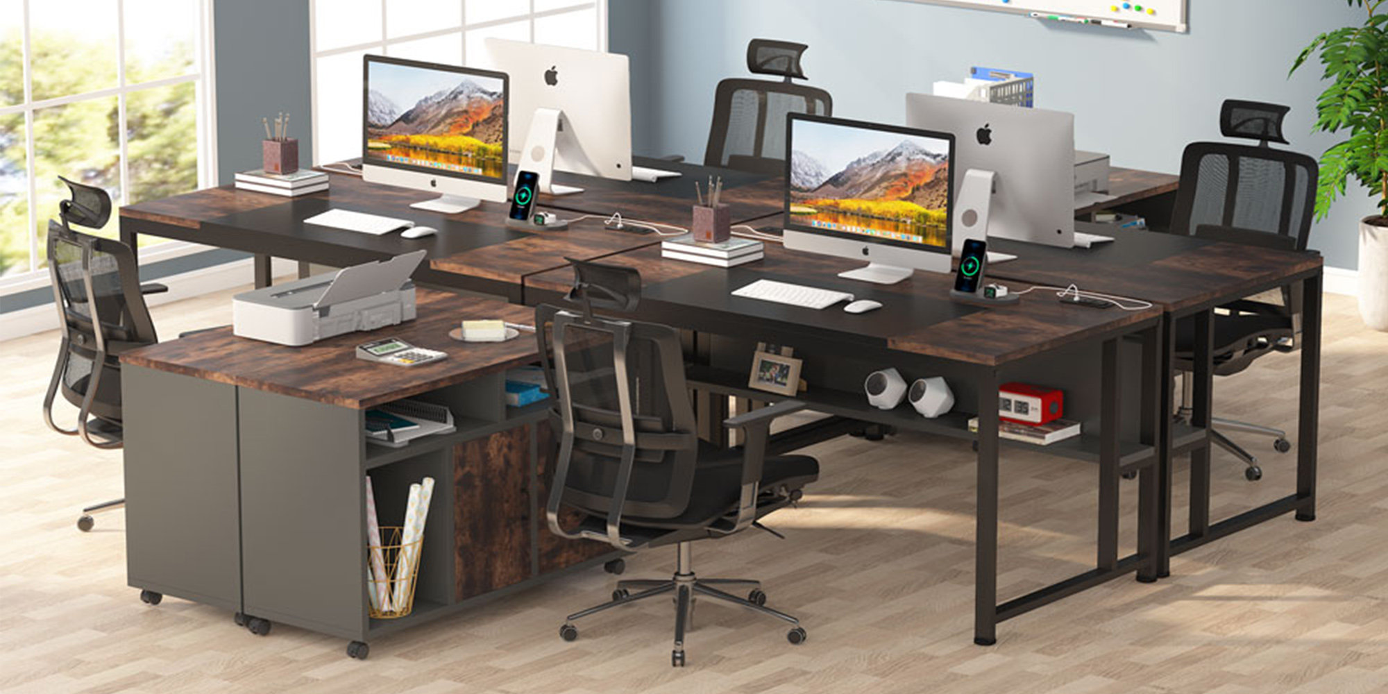 17 Stories Reversible LShape Credenza Desk with Built in Outlets & Reviews Wayfair Canada