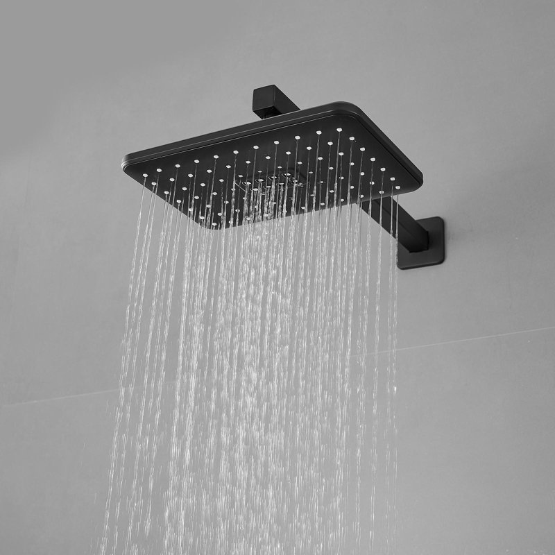 Robinet de douche monocommande à 2 jets de pluie 2,5 GPM avec haute pression (valve incluse), Noir mat