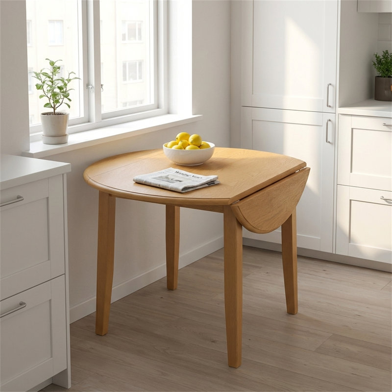 Table de salle à manger extensible peu encombrante pour 2 à 4 personnes, Brun pâle