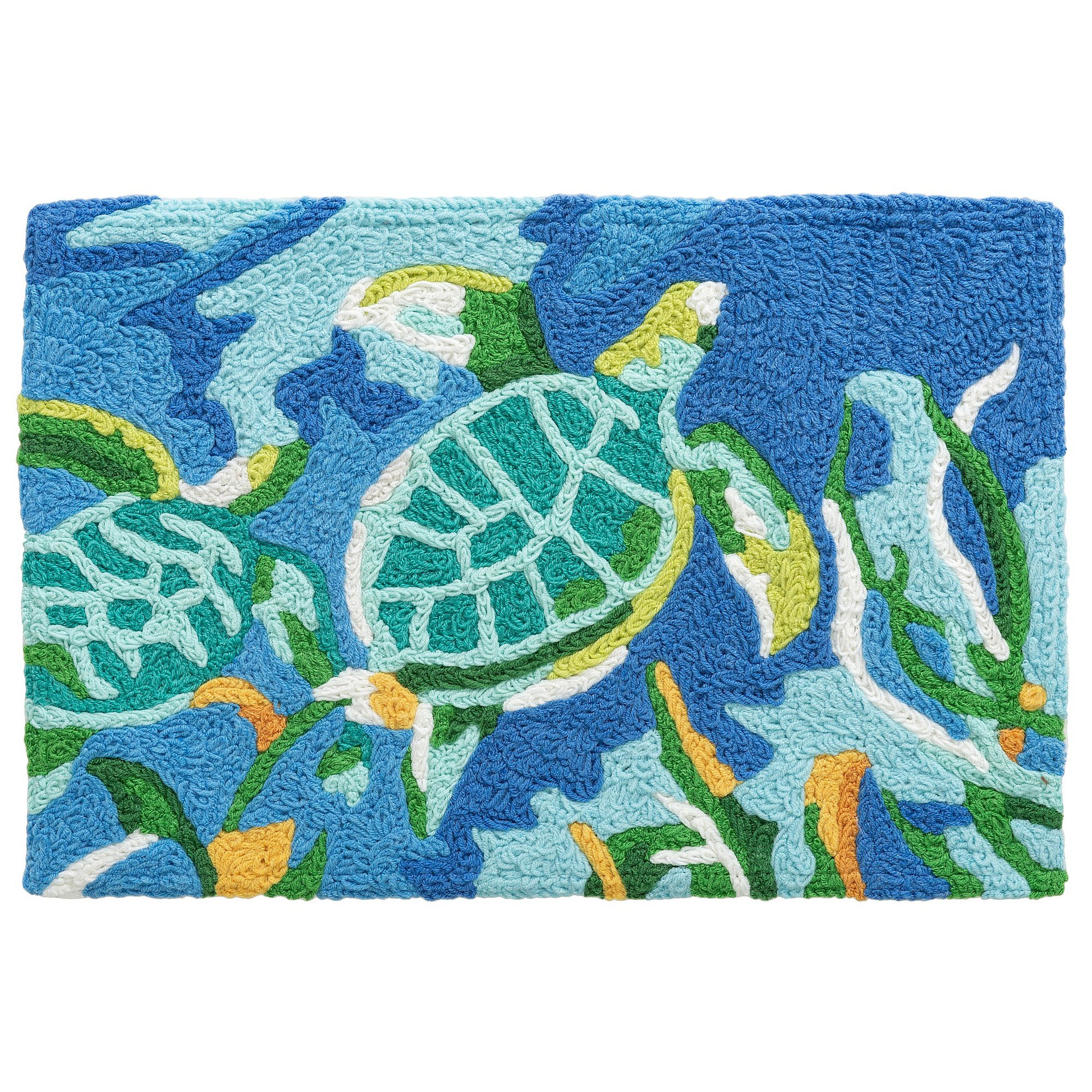 Bayou Breeze Swimming Turtles Ocean Themed Jellybean Accent Coastal Rug