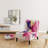 Purple and Pink Strokes VII - Upholstered Modern Pattern Slipper Chair, Modern Pattern Accent Chair