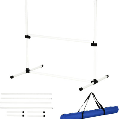 4 Piece Dog Agility Gear By - Adjustable Jump Bars, Portable Carry Bag, White For Different Sizes Of Dogs Training Kit With Bars & Transportable Speed