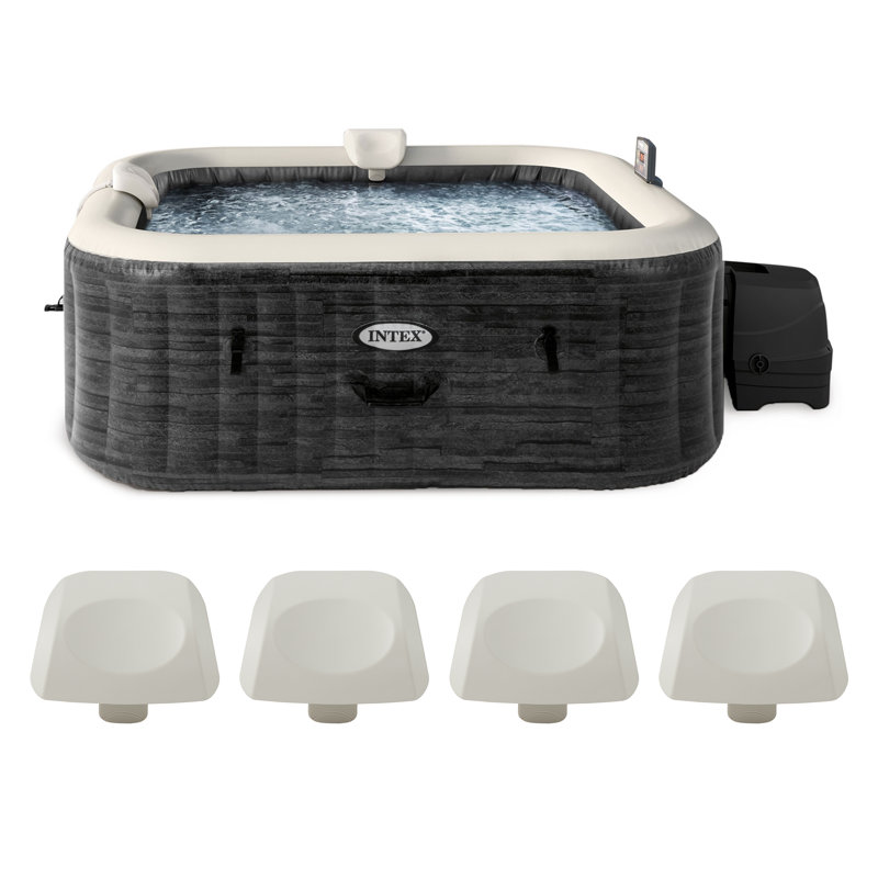 Intex 120 Volt 6 Person 140 - Jet Vinyl Square Inflatable Hot Tub in Gray