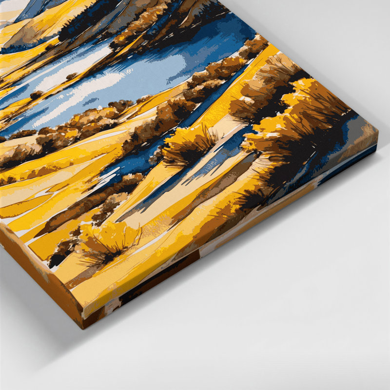 Aquarelle, paysage 43, art mural sur toile brune