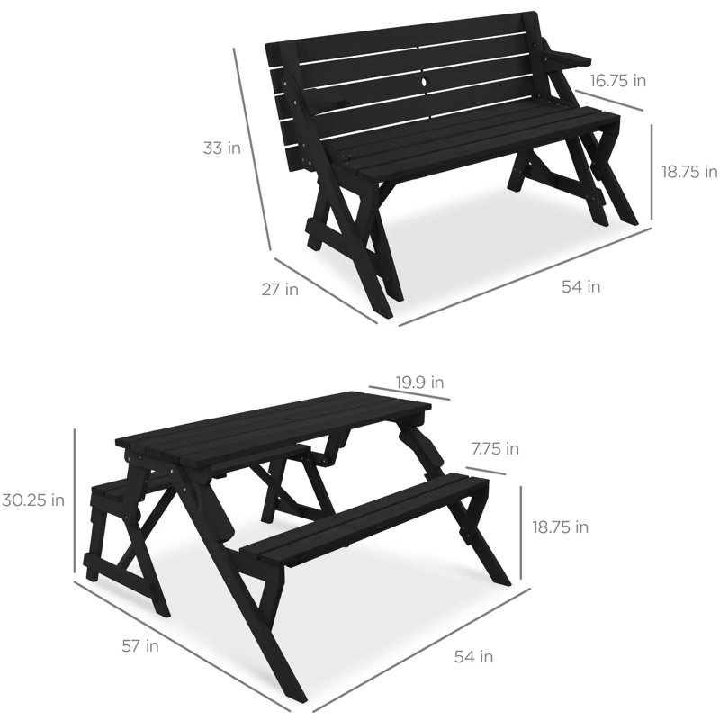 Table de pique-nique / banc de jardin, Noir