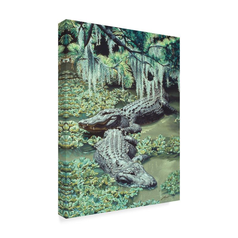 Rusty Rust Green and Brown Alligator Canvas Art