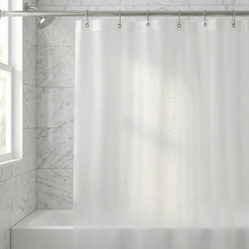 Doublure de rideau de douche en PEVA Bath Bliss Premium de couleur blanche avec en-tête renforcé | 12 œillets en métal | Imperméable 70 x 72 | Doublure de salle de bain robuste