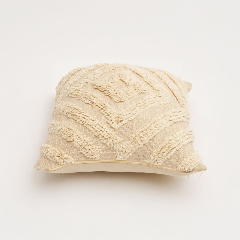 Square Cushion, Cream Geometric