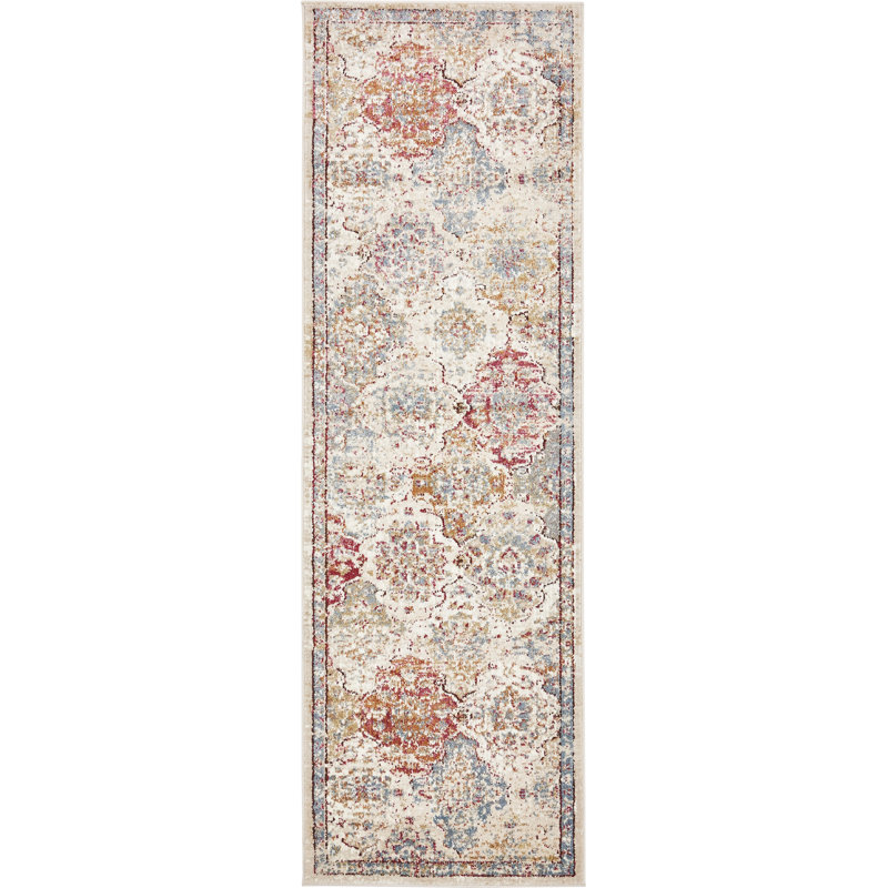 Tapis beige tissé à la machine Koury, Tapis de couloir 2 pi 2 po x 6 pi 9 po