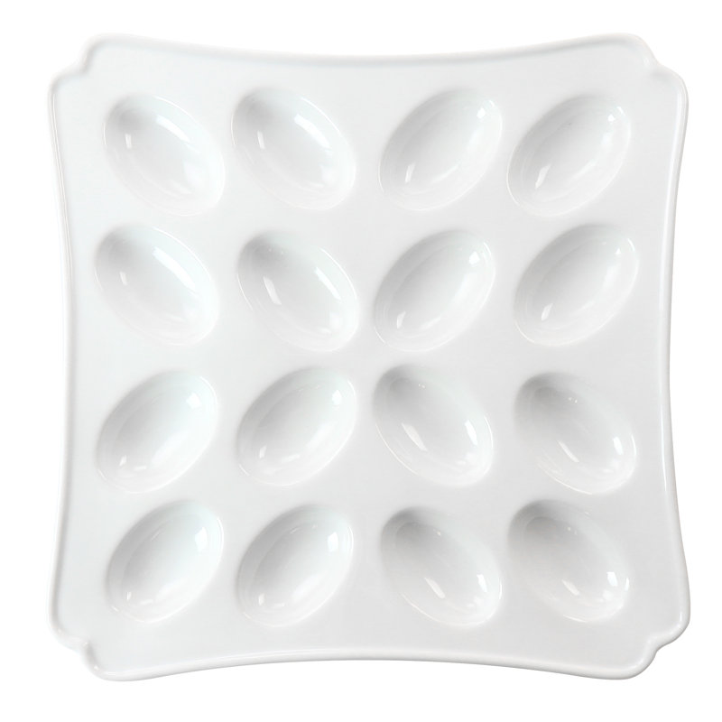 Martha Stewart 12 Inch Ceramic Deviled Eggs Serving Platter In White