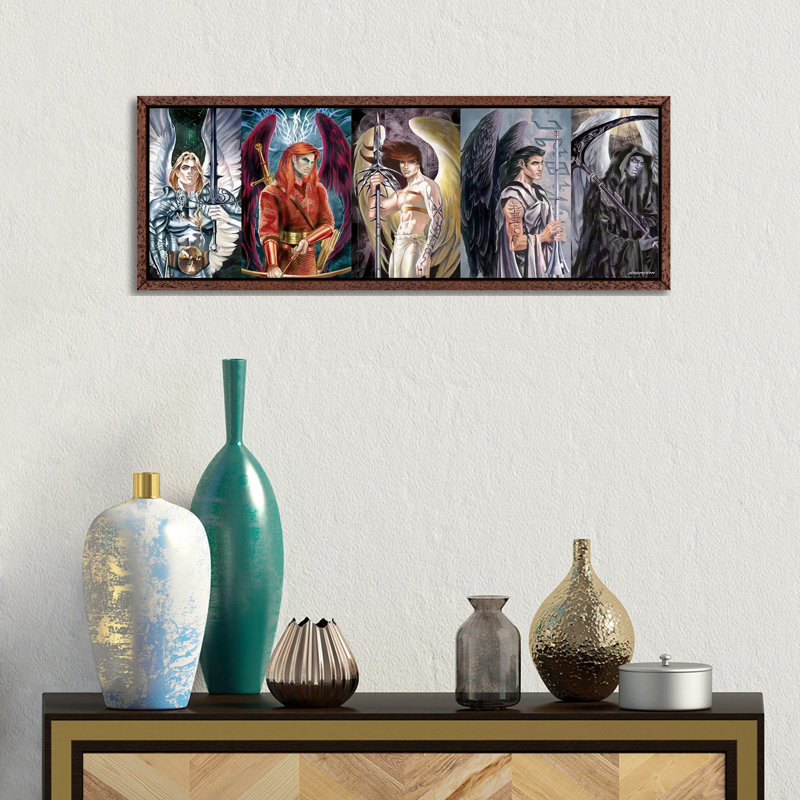 The Host Of Heaven 1 Piece Panoramic Wall Art on Canvas, 30.48 cm H x 91.44 cm W, Classic Wood Framed