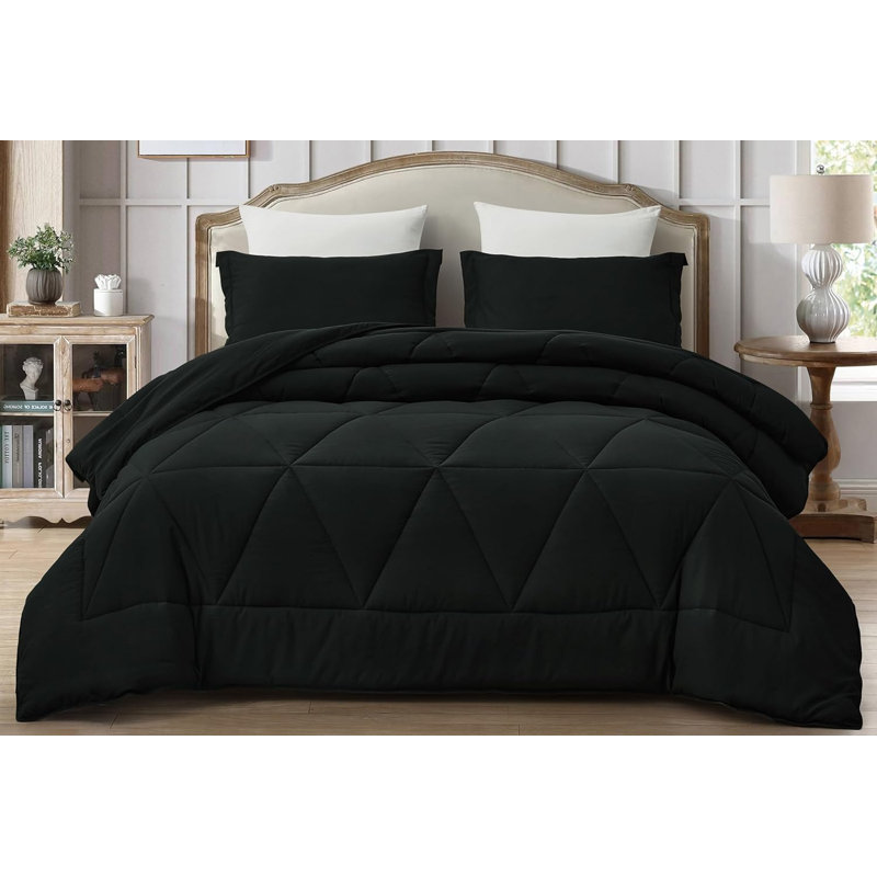Washed Microfiber Bedding Polyester Comforter, Aqua, Queen Comforter + 2 Standard Shams