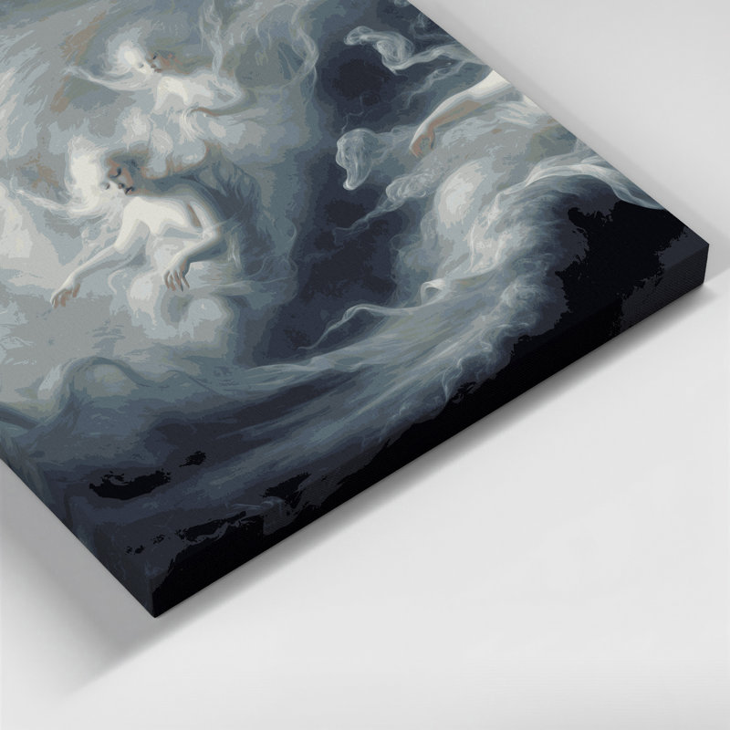 Halloween Ghosts and spirits Grey Canvas Wall Art, 12" H x 18" W