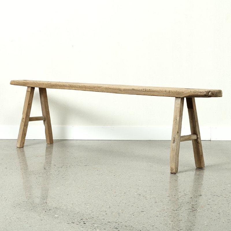 Lily's Living Vintage Noodle Bench, Weathered Natural Wood Finish , 20" H x 75" W x 6" D