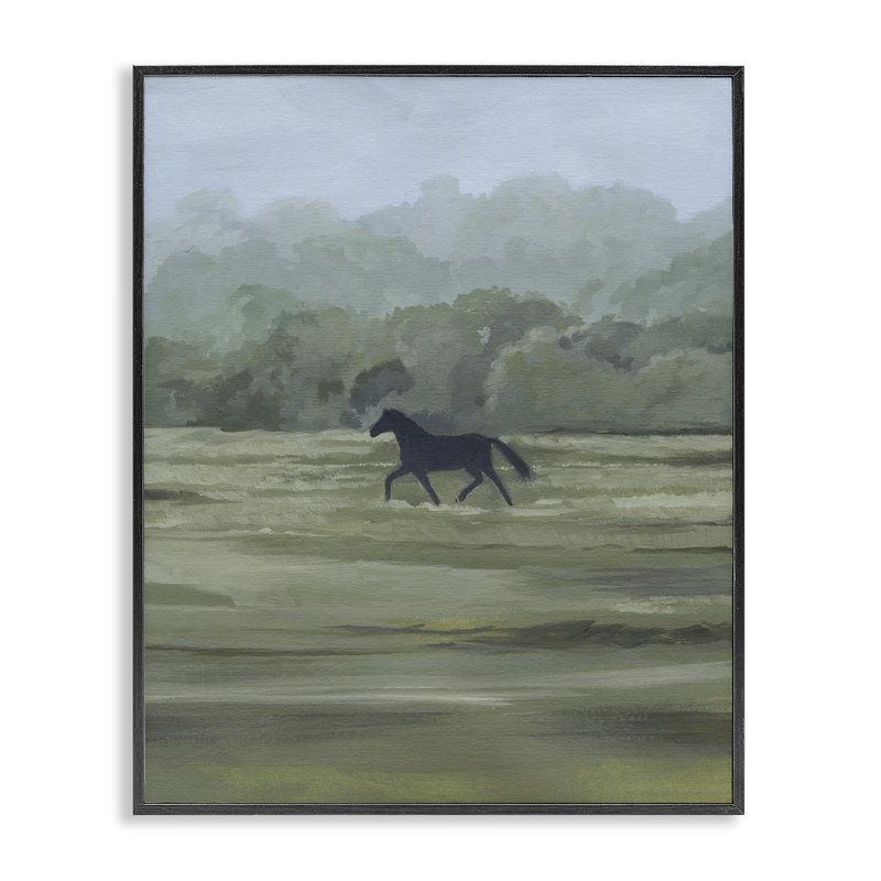 «Rider's Shadow», estampe numérique par Grace Popp, H 14 po x l 11 po, Giclée encadrée noir minuit