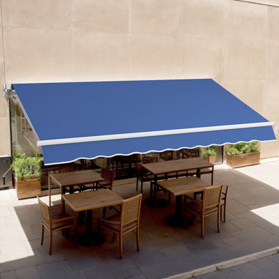 Manual Retractable Awning For Patio And Windows - Sturdy Aluminum Frame, Heat Reduction, Water-Resistant Fabric