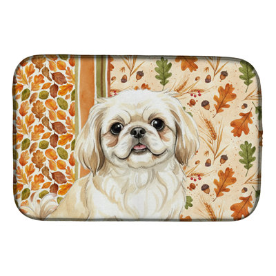 Cream Pekingese Heirloom Fall Dish Drying Mat