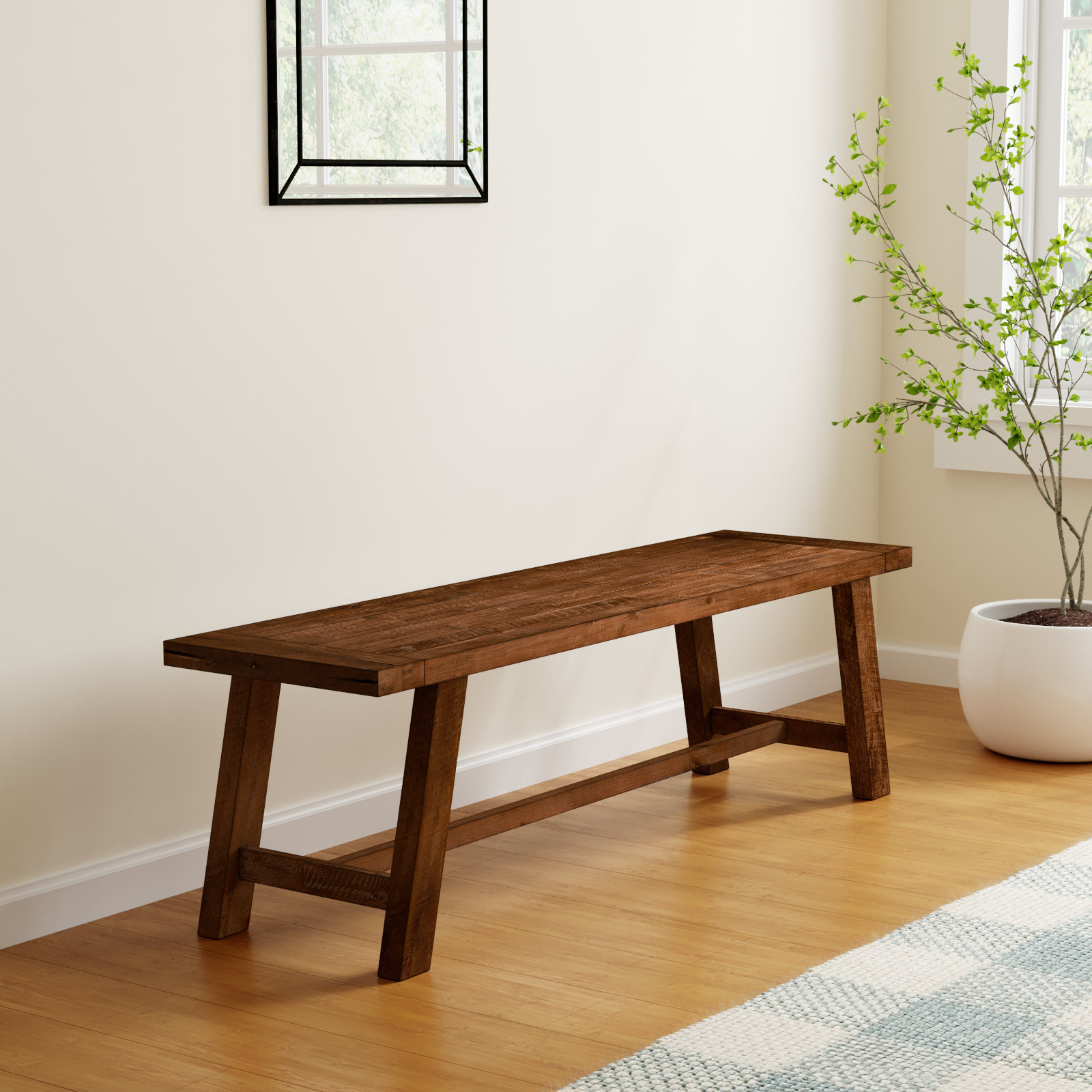 Bianca 60" Dining Bench, Medium Brown