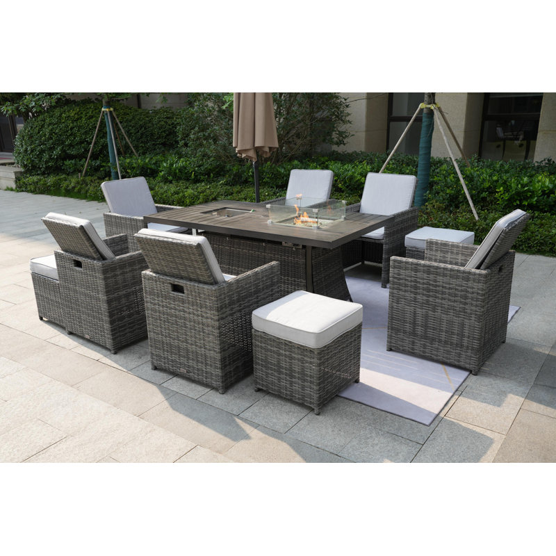 Rectangular 10 - Person Dining Set with Cushions