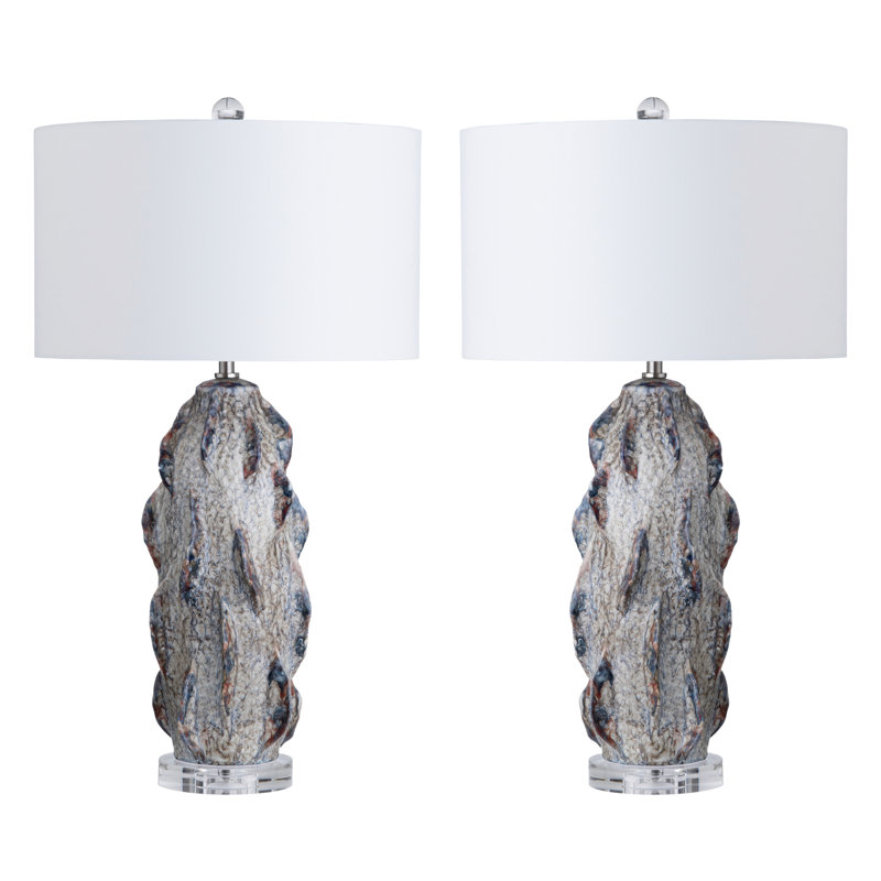 Lampe de table en céramique avec abat-jour tambour en céramique