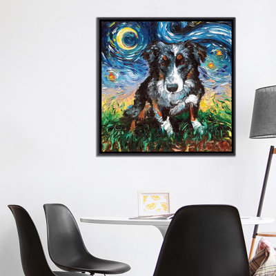 Reproduction d’art « Australian Shepherd Night » par aja Trèves
