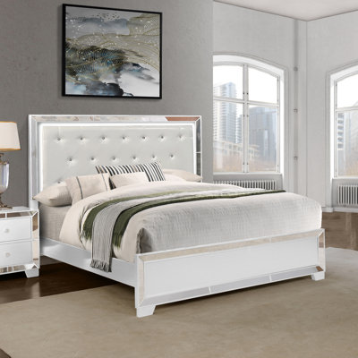Fazeley Queen Tufted Bed with Lighted Headboard