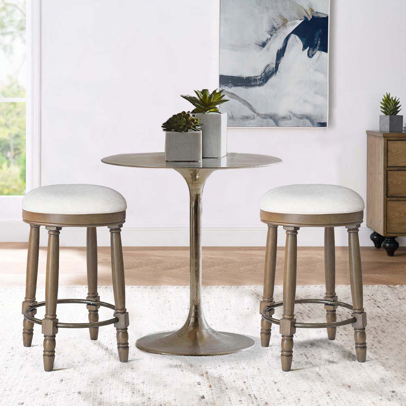 Tabouret de bar pivotant à 360 °, Beige, Chêne clair