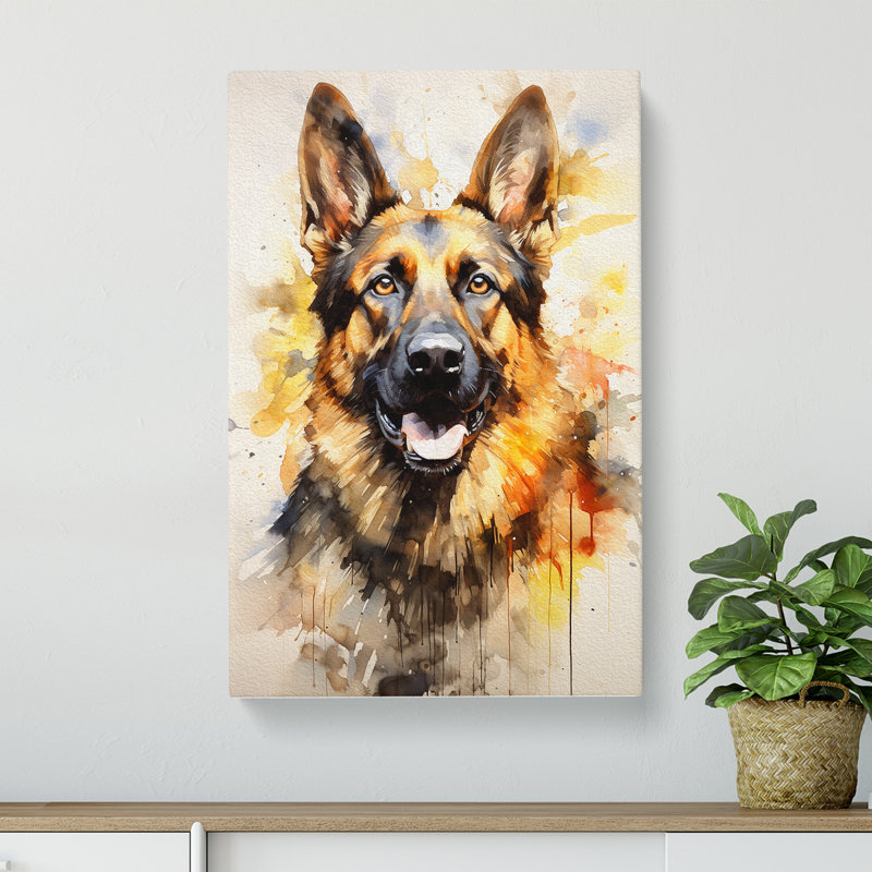 German Shepherd Modern - Wrapped Canvas, 76cm H x 50cm W x 3cm D