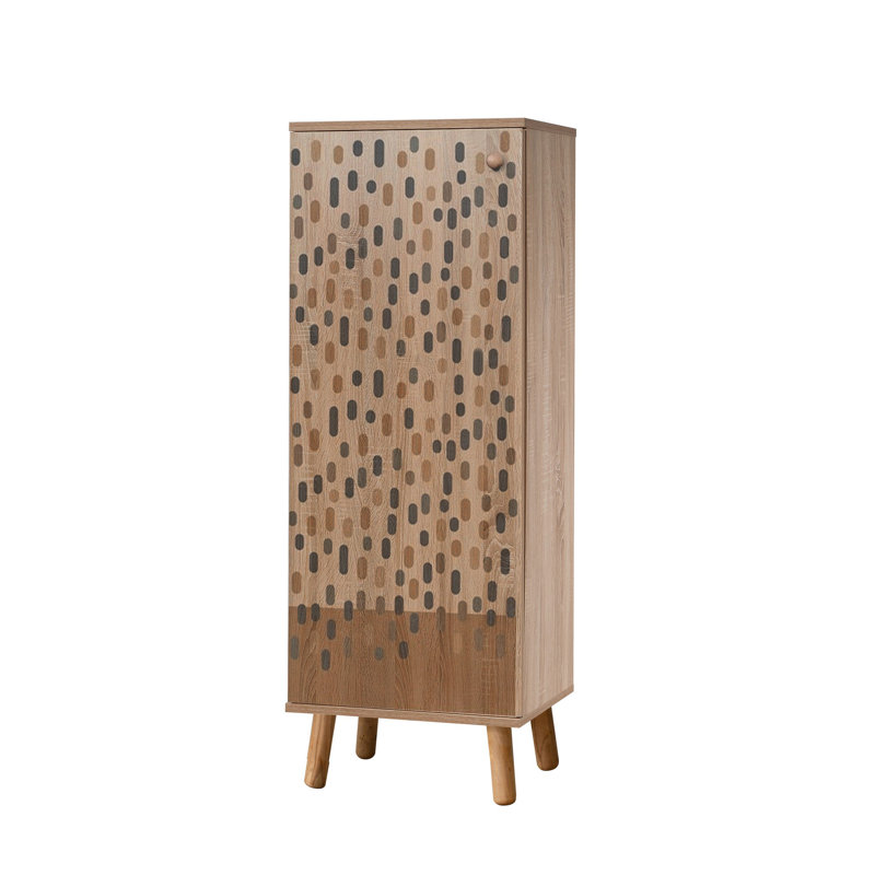 Armoire à chaussures moderne avec pieds et poignées en bois massif, finition Sonomo, 19,7 x 53,1 x 15,0 pouces | Panneau de particules 100% enduit de mélamine, revêtement UV | Solution de rangement élégante pour le vestibule, le salon et le couloir