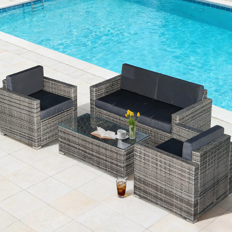 Ensemble modulaire d'extérieur en osier 4 pièces 4 pièces
